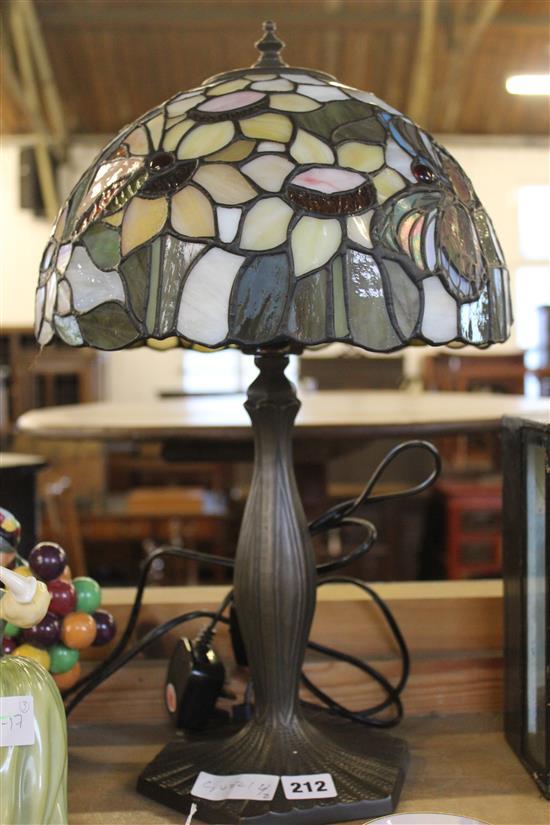 Tiffany style table lamp with orange flower design shade